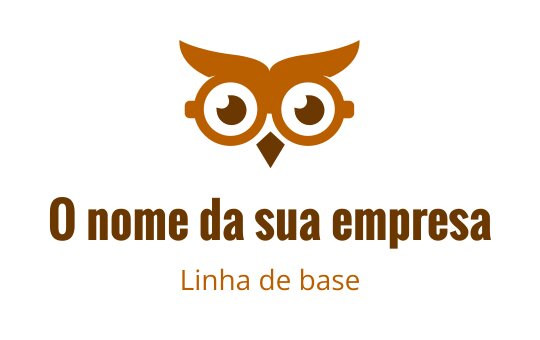 Logo de coruja divertida com grandes olhos e tons marrons quentes