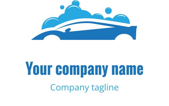 Design de logo de carro azul elegante com bolhas e linhas suaves