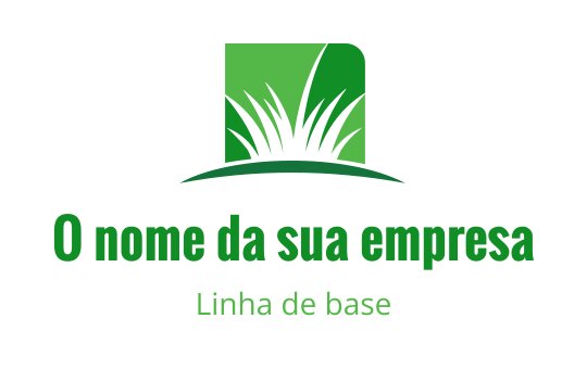 Design de logo moderno em verde com grama estilizada e fundo quadrado