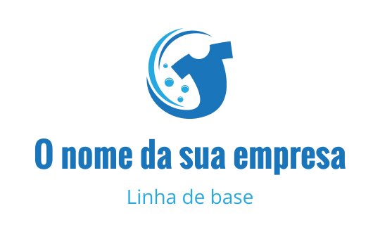 Logo moderno em azul com gota d'água estilizada e chave inglesa
