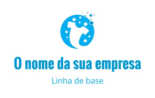 Logo moderno em azul com uma camisa estilizada e bolhas