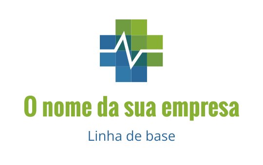 Design de logo moderno com uma cruz verde e azul e uma linha de batimento cardíaco