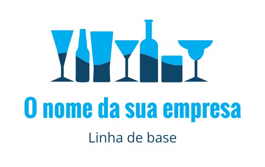 Design de logo elegante com vários copos de bebida em tons de azul