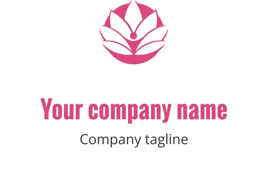 Design de logo de flor de lótus rosa elegante com pétalas arredondadas