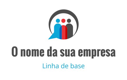 Design de logo moderno com três figuras estilizadas em azul e vermelho