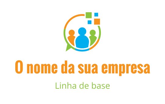 Logo colorido com três pessoas estilizadas dentro de um balão de fala