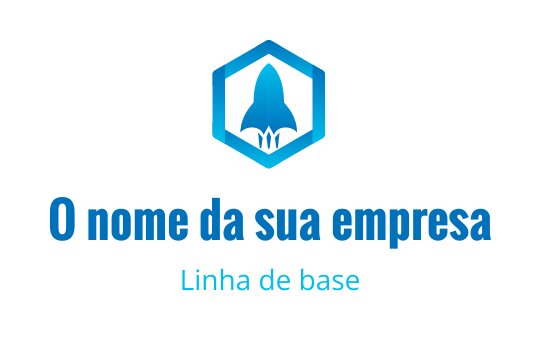 Design de logo moderno de foguete azul dentro de uma forma hexagonal