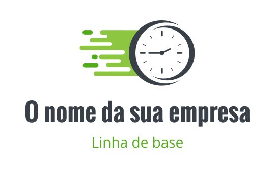 Logo de relógio dinâmico com linhas verdes e texto em negrito