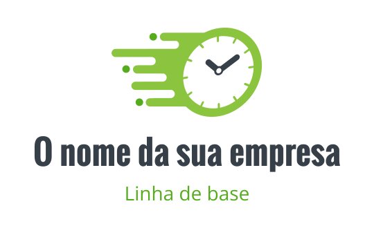 Logo de relógio dinâmico com linhas verdes em movimento e texto em negrito