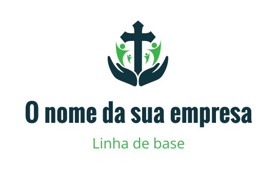 Design de logo moderno com uma cruz e mãos com detalhes em verde