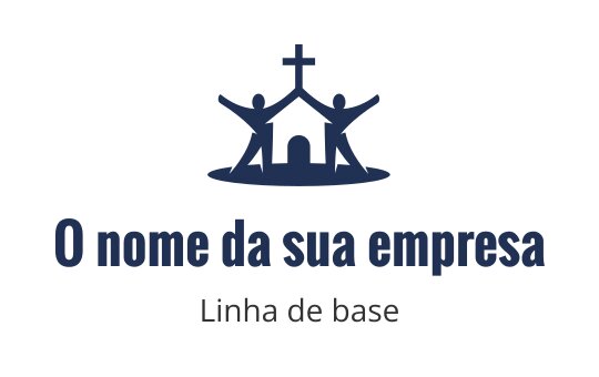 Logo design focado na comunidade com uma igreja e duas figuras com braços levantados