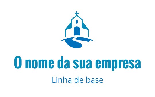 Design de logo moderno com silhueta de igreja e caminho sinuoso em azul