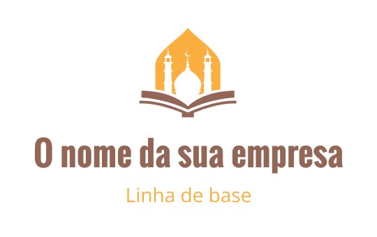 Design de logo elegante com a silhueta de uma mesquita acima de um livro aberto