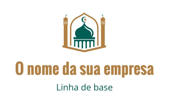 Design de logo elegante com silhueta de mesquita, minaretes e lua crescente