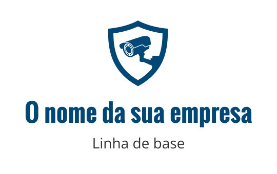 Design de logo em forma de escudo com uma câmera de segurança em tons de azul