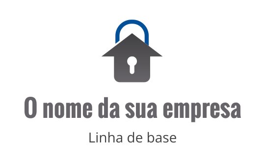 Design de logo moderno com uma casa e um cadeado em cinza e azul