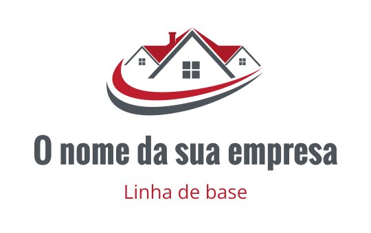 Logo de casa moderna com um traço vermelho e texto cinza