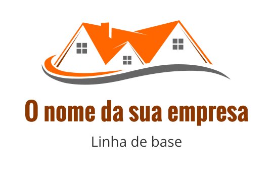 Design de logo moderno com dois telhados laranja e uma linha curva