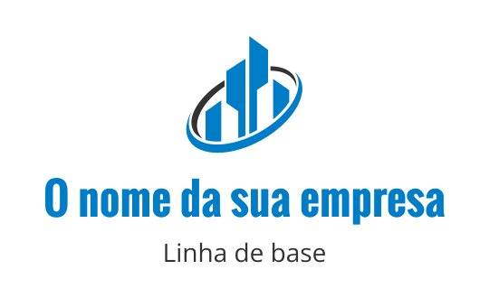 Design de logo moderno em azul com arranha-céus abstratos e um elemento circular