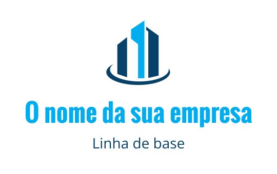 Logo de arranha-céu moderno azul com base circular e tipografia ousada