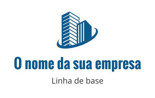 Design de logo moderno de arranha-céu azul com elementos curvos