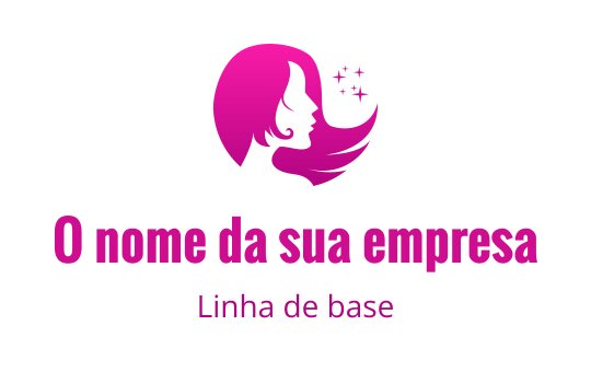 Logo design estiloso em silhueta rosa com perfil feminino e cabelo esvoaçante