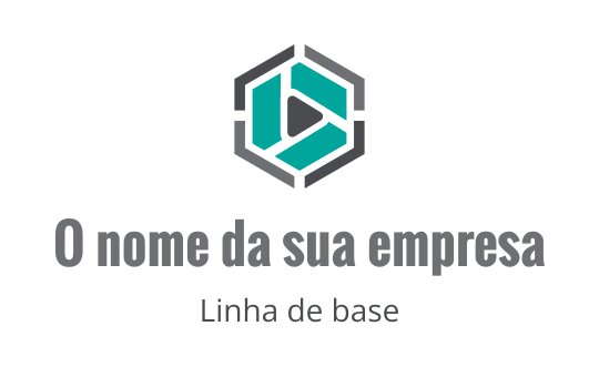 Design de logo hexagonal moderno com um botão de play e detalhes em azul-petróleo