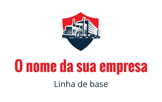 Logo de escudo ousado com silhueta de caminhão em azul marinho e vermelho