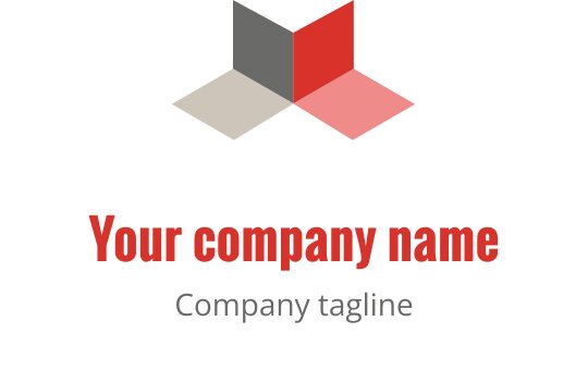 Design de logo moderno e geométrico com formas sobrepostas em vermelho e cinza