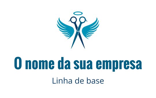 Design de logo elegante com tesouras e asas em tons de azul