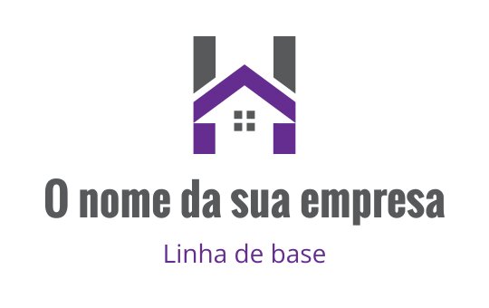 Logo de casa moderna com acentos roxos e tipografia ousada