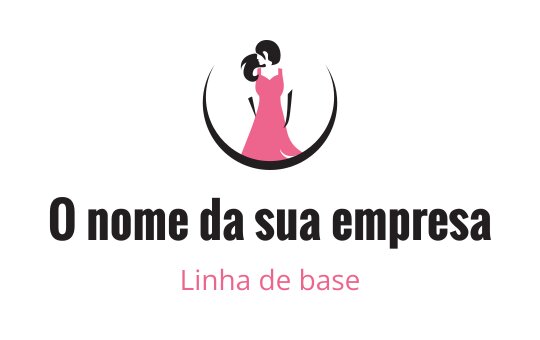 Design de logo elegante com silhueta de vestido rosa e tipografia estilosa