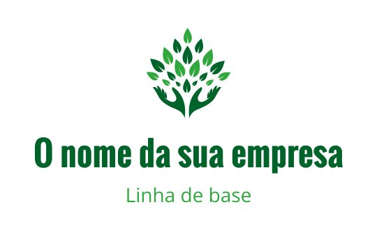 Logo de árvore verde moderna com mãos formando o tronco
