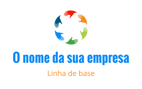 Design de logo colorido com mãos dispostas em arranjo circular