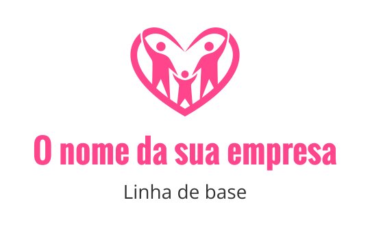 Logo em forma de coração com dois adultos e uma criança em rosa