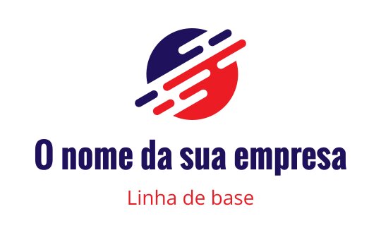 Design de logo dinâmico com uma forma circular vermelha e azul com traços