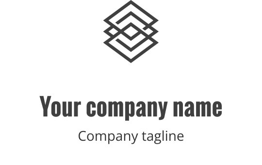 Design de logo cinza elegante com formas geométricas e linhas modernas