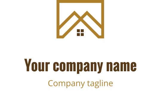 Design de logo moderno com uma casa e elementos de telhado e janela