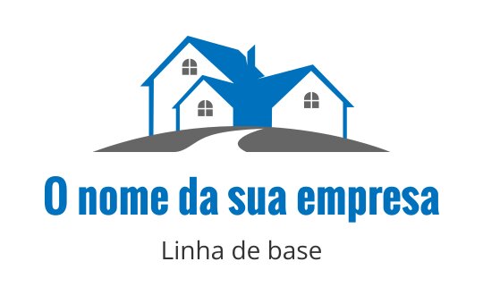 Design de logo moderno com duas casas estilizadas em azul e cinza