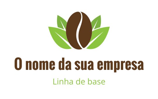Design de logo moderno com um grão de café cercado por folhas verdes