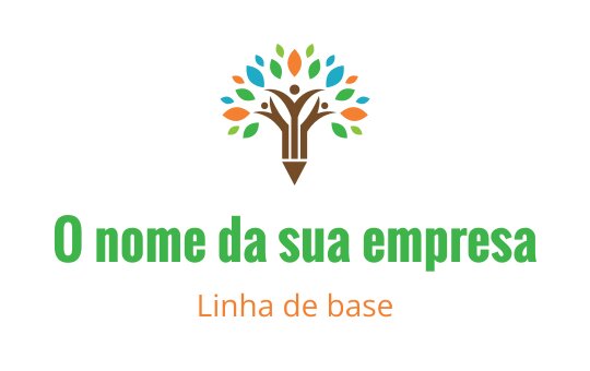 Logo de árvore colorida com folhas e tronco de lápis