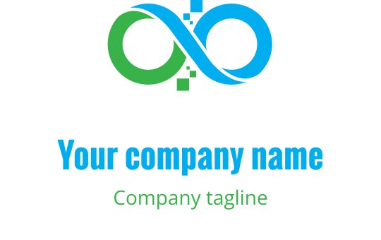 Design de logo moderno de infinito em cores azul e verde