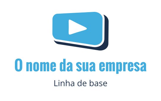 Logo moderno azul com um botão de play dentro de um retângulo arredondado