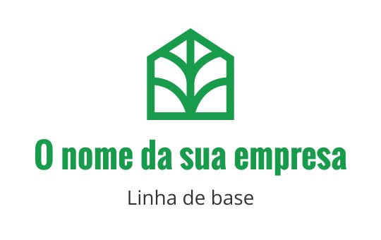 Logo moderno verde com uma folha estilizada dentro de uma forma de casa