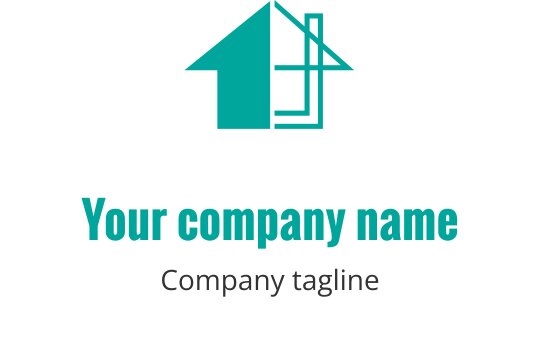 Logo em teal com uma forma abstrata estilizada