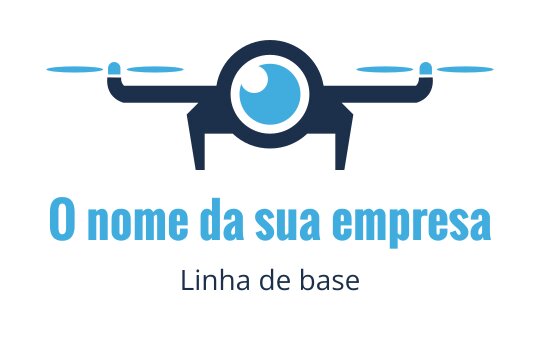Design de logo moderno de drone com um olho circular e acentos azuis