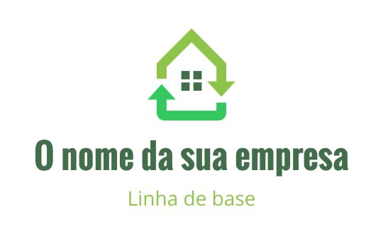 Logo de casa moderna verde com setas e janelas
