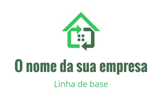 Logo de casa moderna verde com setas e padrão de grade