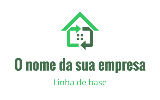 Logo de casa moderna verde com setas e padrão de grade