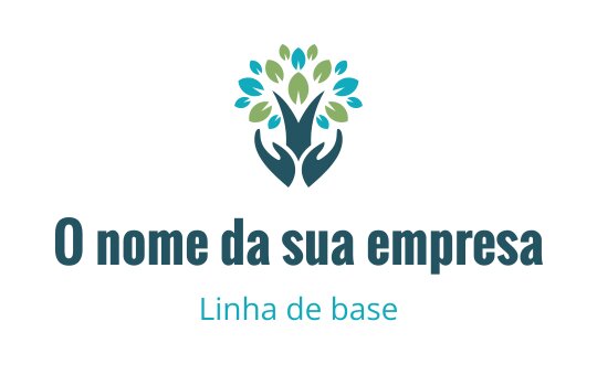 Design de logo moderno com uma árvore, folhas verdes e mãos